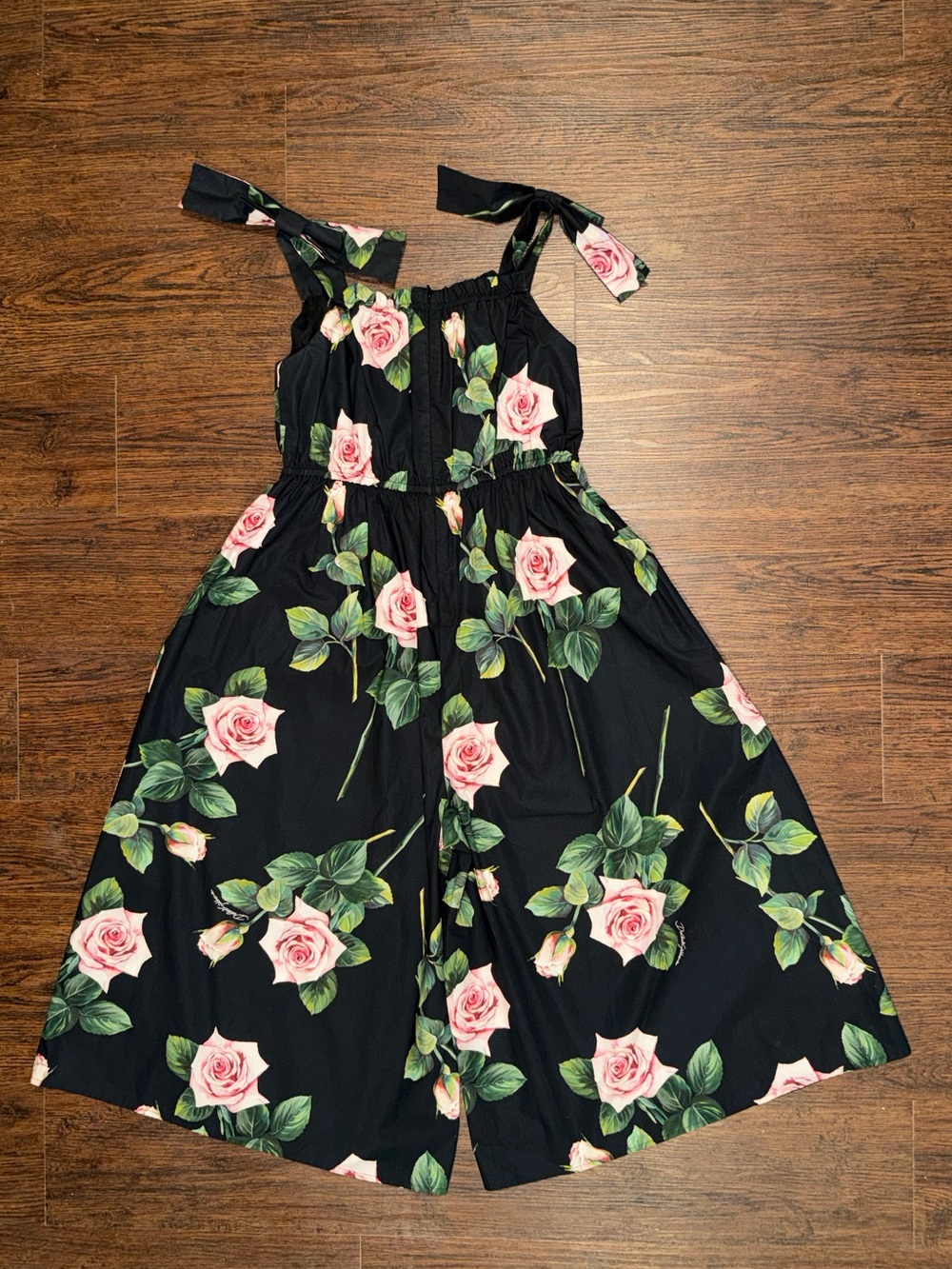 Dolce Gabbana Girls Rose Print Cotton Poplin Wide Leg Jumpsuit 9/10 Years - Picture 4 of 15